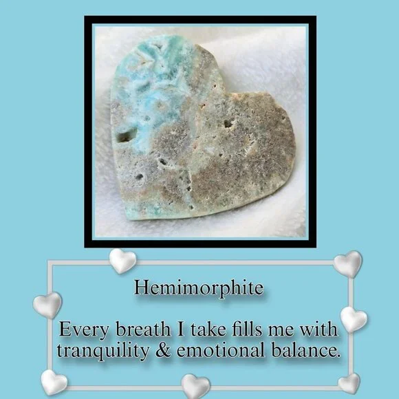 Hemimorphite ✦ Heart-Shaped Crystal ✦ 59g Blue-Green w/ Emotional Balance - Picture 15 of 15